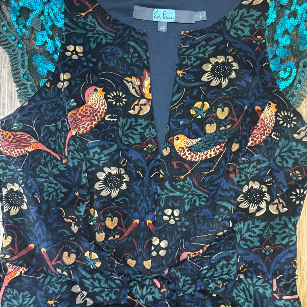 Eva Franco Black and Teal Mini Dress - Picture 4 of 7